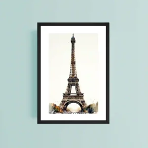 Water Colour Wall Frames- Eiffel Tower (9 in x 12 in)